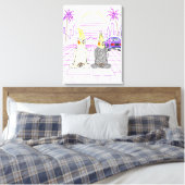 "Vaporwave Nymphensittiche Retro Zonsondergang Can Canvas Afdruk (Insitu (Slaapkamer))