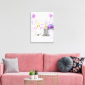 "Vaporwave Nymphensittiche Retro Zonsondergang Can Canvas Afdruk (Insitu (Woonkamer))