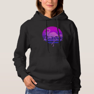 Vaporwave Palm Trees Pink Flamingo 80s Art Tropica Hoodie