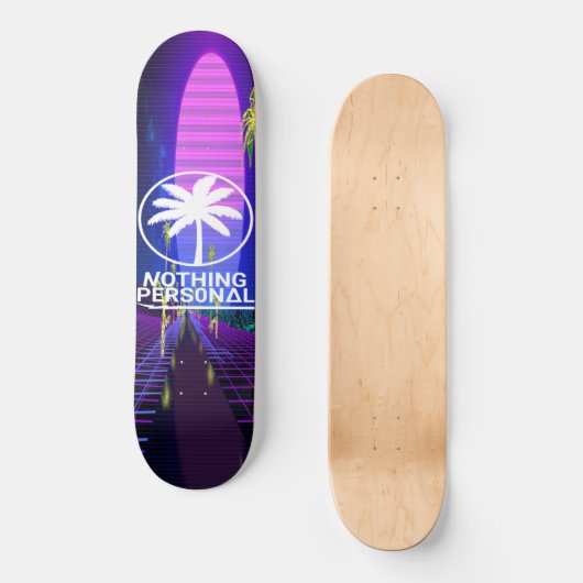 Vaporwave Palm Trees Skateboard (Voorkant)