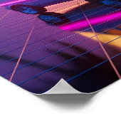 Vaporwave Retro Auto en Gaming Stoel Poster (Hoek)
