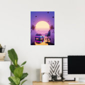 Vaporwave Retro Auto en Gaming Stoel Poster (Thuiskantoor)