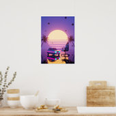 Vaporwave Retro Auto en Gaming Stoel Poster (Keuken)