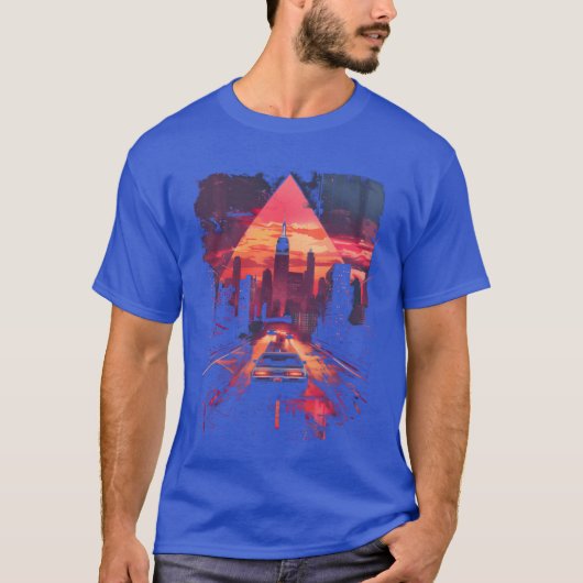 Vaporwave Retro Car City Synthwave 80s 90s friend T-shirt (Voorkant)