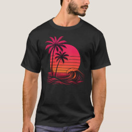 Vaporwave retro tropische zonsondergang t-shirt