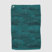 Vaporwave Rippling Blauwgroen en donkerblauw lijnp Golfhanddoek (Voorkant)