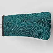 Vaporwave Rippling Blauwgroen en donkerblauw lijnp Golfheadcover (Voorkant)