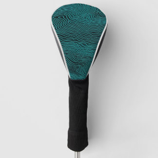 Vaporwave Rippling Blauwgroen en donkerblauw lijnp Golfheadcover