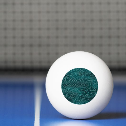 Vaporwave Rippling Blauwgroen en donkerblauw lijnp Pingpongbal (Net)