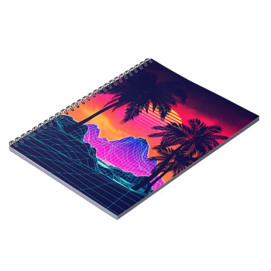 Vaporwave rocks and palm trees notitieboek (Linkerzijde)