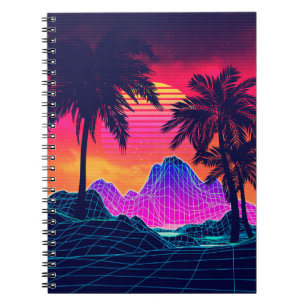 Vaporwave rocks and palm trees notitieboek