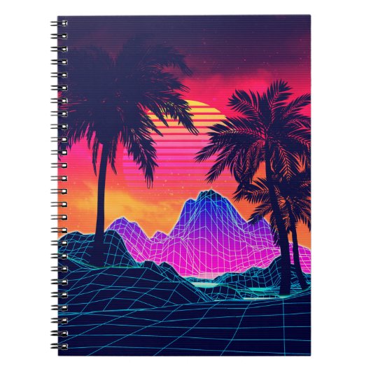 Vaporwave rocks and palm trees notitieboek (Voorkant)