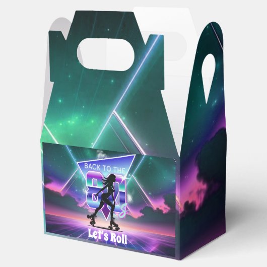 Vaporwave Roller Schaats verjaardagsfeestje Bedankdoosjes (Geopend)