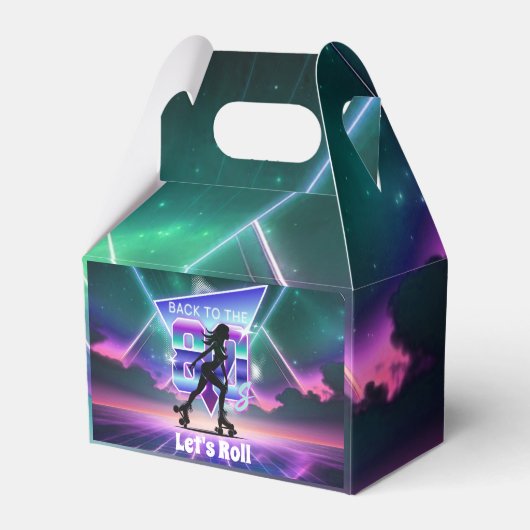 Vaporwave Roller Schaats verjaardagsfeestje Bedankdoosjes (Voorkant Zijde)