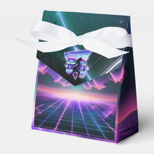 Vaporwave Roller Schaats verjaardagsfeestje Bedankdoosjes (Voorkant Zijde)