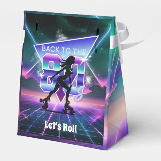 Vaporwave Roller Schaats verjaardagsfeestje Bedankdoosjes (Achterkant)