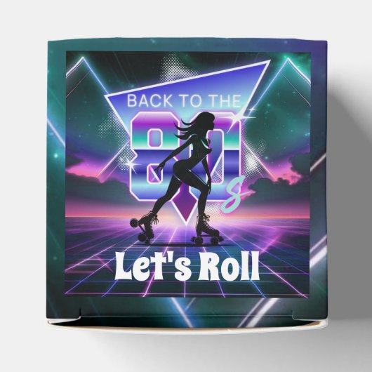Vaporwave Roller Schaats verjaardagsfeestje Bedankdoosjes (Bovenkant)