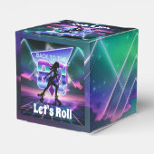 Vaporwave Roller Schaats verjaardagsfeestje Bedankdoosjes (Achterkant)