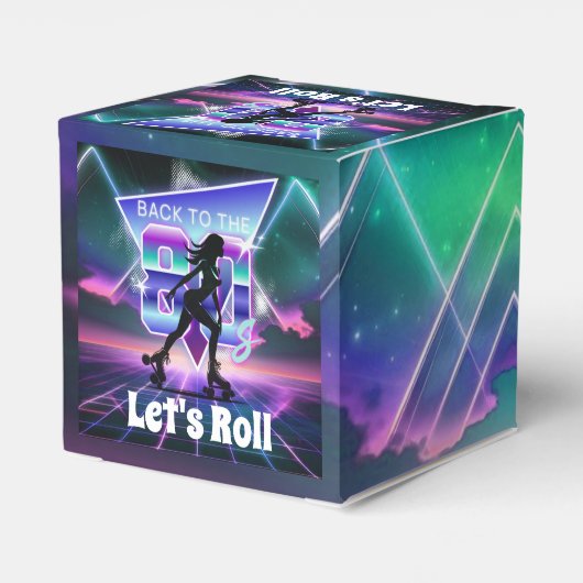 Vaporwave Roller Schaats verjaardagsfeestje Bedankdoosjes (Achterkant)