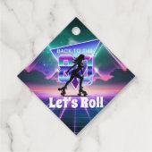 Vaporwave Roller Schaats verjaardagsfeestje Bedankjes Labels (Voorkant)