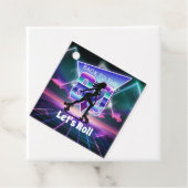 Vaporwave Roller Schaats verjaardagsfeestje Bedankjes Labels (In situ)