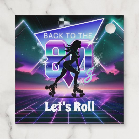 Vaporwave Roller Schaats verjaardagsfeestje Bedankjes Labels (Achterkant)
