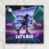 Vaporwave Roller Schaats verjaardagsfeestje Bedankjes Labels (Voorkant)