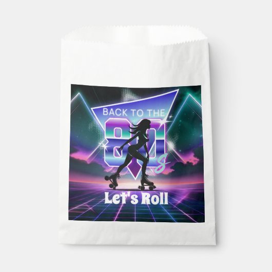 Vaporwave Roller Schaats verjaardagsfeestje Bedankzakje (Voorkant)