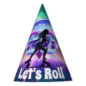 Vaporwave Roller Schaats verjaardagsfeestje Feesthoedjes (Voorkant)