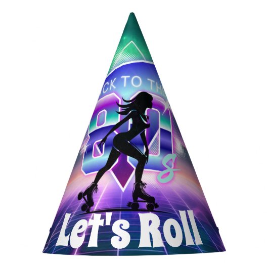 Vaporwave Roller Schaats verjaardagsfeestje Feesthoedjes (Voorkant)