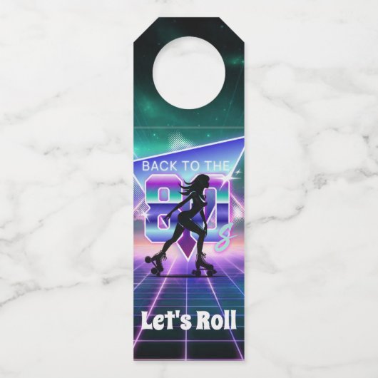 Vaporwave Roller Schaats verjaardagsfeestje Flessenhanger (Achterkant)