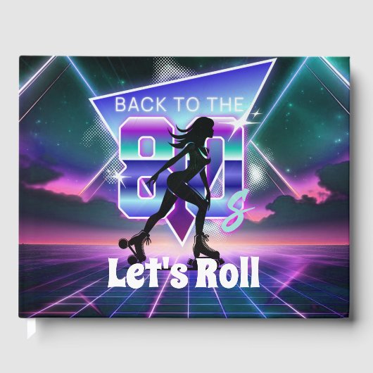 Vaporwave Roller Schaats verjaardagsfeestje Gastenboek (Voorkant)