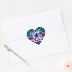 Vaporwave Roller Schaats verjaardagsfeestje Hart Sticker
