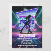 Vaporwave Roller Schaats verjaardagsfeestje Kaart (Voorkant)