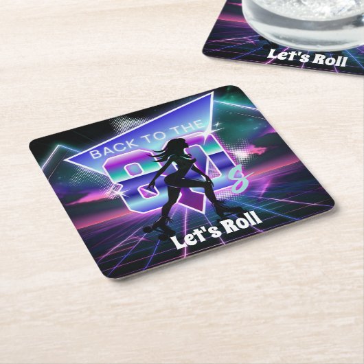 Vaporwave Roller Schaats verjaardagsfeestje Kartonnen Onderzetters (Schuin)