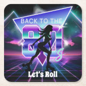Vaporwave Roller Schaats verjaardagsfeestje Kartonnen Onderzetters (Voorkant)