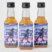 Vaporwave Roller Schaats verjaardagsfeestje Likeurfles Etiket (Flessen)