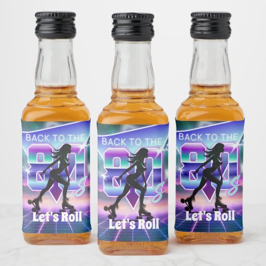 Vaporwave Roller Schaats verjaardagsfeestje Likeurfles Etiket (Flessen)