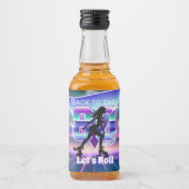 Vaporwave Roller Schaats verjaardagsfeestje Likeurfles Etiket (Voorkant)