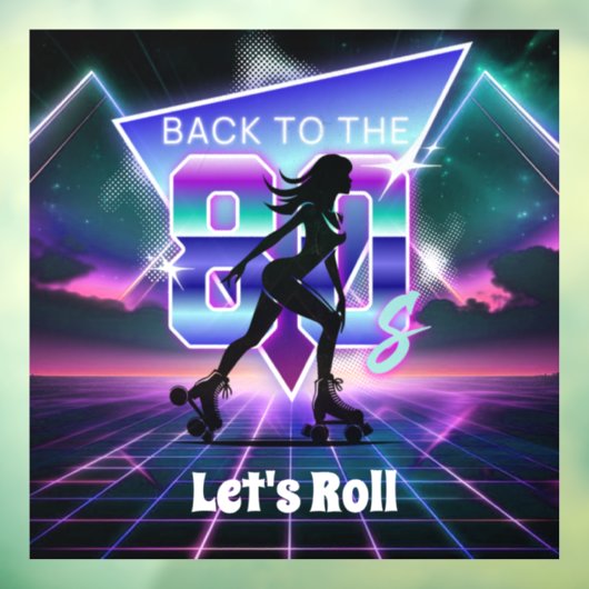 Vaporwave Roller Schaats verjaardagsfeestje Raamsticker (Vel 3)