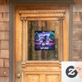 Vaporwave Roller Schaats verjaardagsfeestje Raamsticker