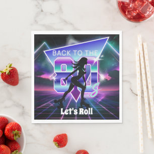 Vaporwave Roller Schaats verjaardagsfeestje Servet