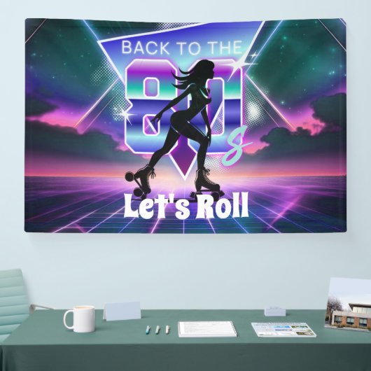 Vaporwave Roller Schaats verjaardagsfeestje Spandoek (Beurs)