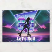 Vaporwave Roller Schaats verjaardagsfeestje Sparkling Wijnetiket (Enkel label)