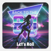 Vaporwave Roller Schaats verjaardagsfeestje Vierkante Sticker (Voorkant)