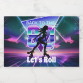 Vaporwave Roller Schaats verjaardagsfeestje Voedselcontainer Etiket (Enkel label)