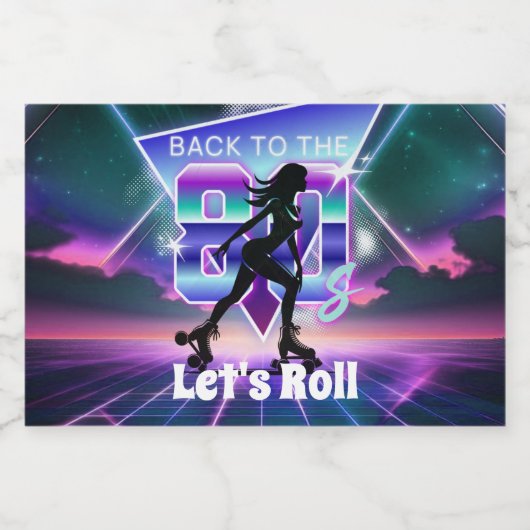 Vaporwave Roller Schaats verjaardagsfeestje Voedselcontainer Etiket (Enkel label)