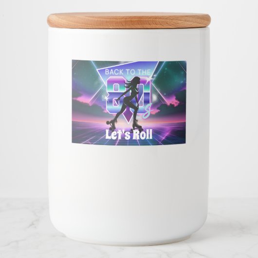 Vaporwave Roller Schaats verjaardagsfeestje Voedselcontainer Etiket (Voorkant)