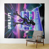 Vaporwave Roller Schaats verjaardagsfeestje Wandkleed (In Situ (horizontaal))