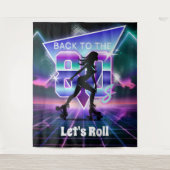 Vaporwave Roller Schaats verjaardagsfeestje Wandkleed (Voorkant)